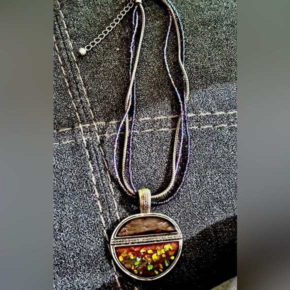 Laura Ashley necklace. Has a rustic style Multicolor Pendant Necklace bohemian - Picture 1 of 4